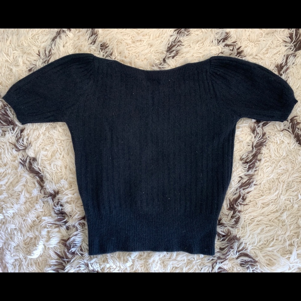 Cute! Vintage angora/lambs wool s/s boatneck top